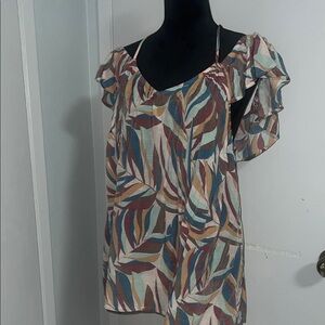 Lane Bryant Multicolor Leaf Print Blouse